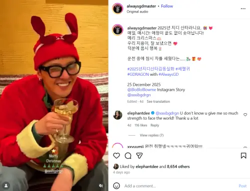 ▲小S特地在偶像GD的貼文留言，感謝對方陪他走過人生最低潮。（圖／KWON JiYONG & G-DRAGON FAM IG@alwaysgdmaster）