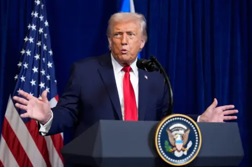 ▲川普29日在佛羅里達州與以色列總理納坦雅胡會晤時，被傳媒問到他對這次中國圍台軍演的看法。（圖／美聯社／達志影像）