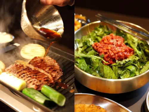 ▲中央韓鍋酒舍還提供烤牛下酒菜、生牛肉等料理。（圖／築間集團 jhujian.com.tw）