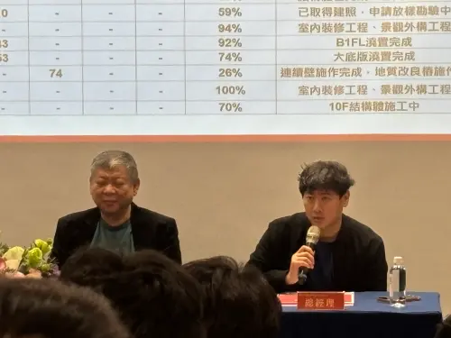 ▲愛山林（2540）法說會直擊：董事長祝文宇（左）針對 2025 年千億餘屋定調「2026 讓利策略」，並點名看好 A7 重劃區地板價。圖右為愛山林建設總經理祝藝。（圖／記者徐銘穗攝 2025.12.30）