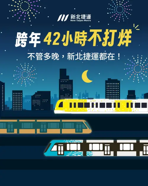 ▲新北捷運跨年42小時不打烊！淡海輕軌藍海線也加密班次，全力進出漁人碼頭疏散人潮。（圖/新北市政府提供）