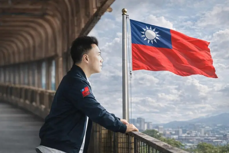 ▲林沛祥發文喊支持國防，配圖秀「不對稱13芒星」國旗。（圖／翻攝自林沛祥臉書）