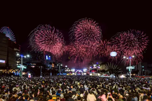 ▲跨年倒數更有近7千發高空煙火在2025倒數歸零後，接力衝向高雄夜空綻放。（圖／高市府提供）