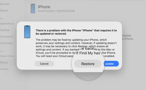 ▲可以透過電腦「回復」，電腦會下載並安裝最新iOS，若下載時間超過15分鐘導致手機退出復原模式，需重複上述按鍵步驟。（圖／翻攝官網）