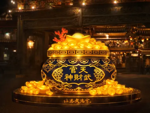 ▲北港武德宮公布今年春節三大主燈，圖為「有錢珍庫」聚寶盆主燈。（圖／翻攝北港武德宮官網www.wude.org.tw/）