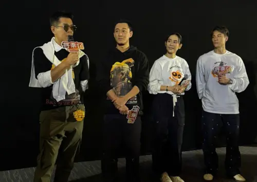 ▲古天樂（左1）剛傳出因病缺席宣傳行程，今日就馬上回歸。（圖／微博@古天樂）