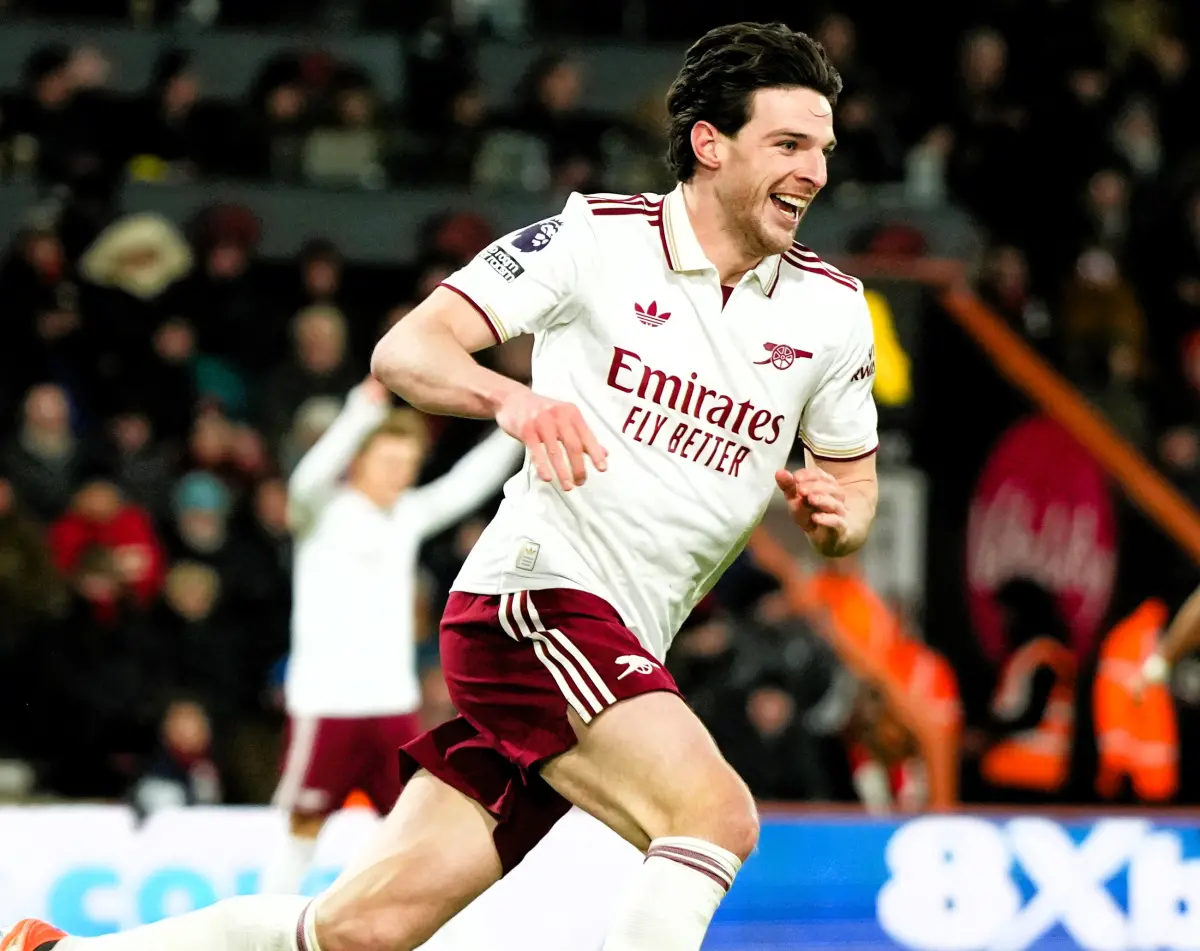 ▲傷癒復出的中場大將德克蘭·賴斯（Declan Rice）下半場梅開二度，兵工廠最終以3：2伯恩茅斯。（圖／美聯社／達志影像）