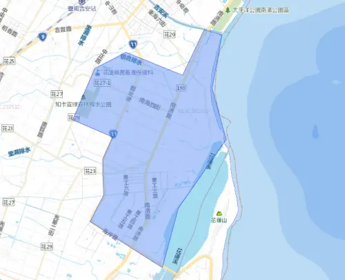 ▲花蓮縣吉安鄉1月5日停水影響範圍。（圖／台灣自來水公司water.gov.tw/）