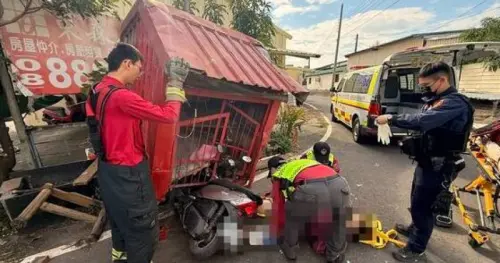 屏東7旬嬤騎車失控撞進土地公廟　左小腿遭廟重壓夾困身亡

