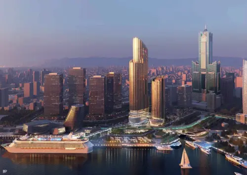 ▲ 高市府為推動亞灣發展，透過都市計畫變更，將原重工業區轉型為特定經貿核心、文化休閒及倉儲轉運等專用區，更導入捷運聯合開發。（模擬圖／高雄市政府提供）