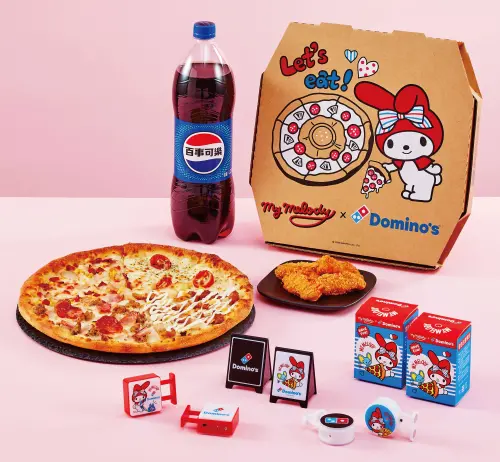 ▲達美樂x美樂蒂「夢幻閃耀套餐」送閃耀迷你招牌燈箱盲盒。（圖／達美樂dominos.com.tw）