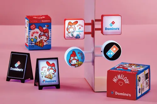 ▲3款「美樂蒂閃耀迷你招牌燈箱」，分別有「圓形」、「方形」、「桌上立牌」可收藏。（圖／達美樂dominos.com.tw）