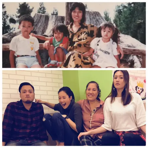▲A-Lin 2016年分享和家人合照，左起為A-Lin哥哥、A-Lin、A-Lin母親賴蘋妹、A-Lin姊姊黃莉。（圖／A-Lin 920臉書）