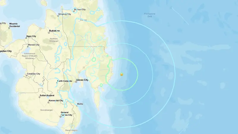 ▲菲律賓近海發生規模6.4地震。（圖／翻攝自USGS）