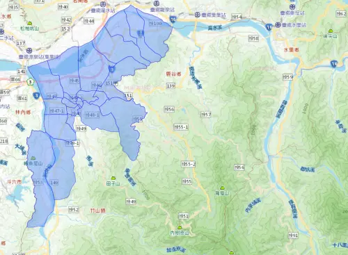 ▲南投竹山鎮1月8日停水範圍。（圖／台灣自來水公司water.gov.tw）