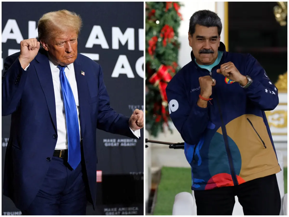 ▲美國總統川普（Donald Trump）批評委瑞內拉總統馬杜洛（Nicolas Maduro）模仿他跳舞。（合成圖／路透／美聯社）