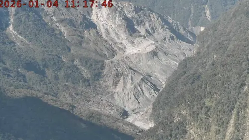 ▲2026年1月4日，馬太鞍溪堰塞湖空拍畫面。（圖／花蓮分署提供）