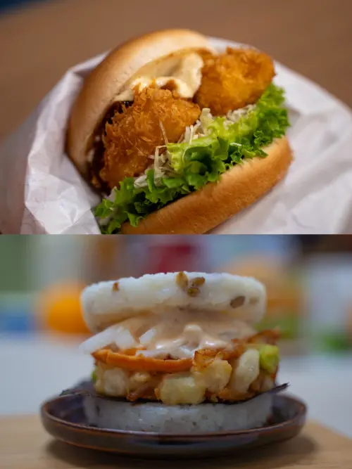 ▲上：「海老雙蝦堡」125元、下：「柚香明太子海洋珍珠堡」120元。（圖／摩斯漢堡mos.com.tw）