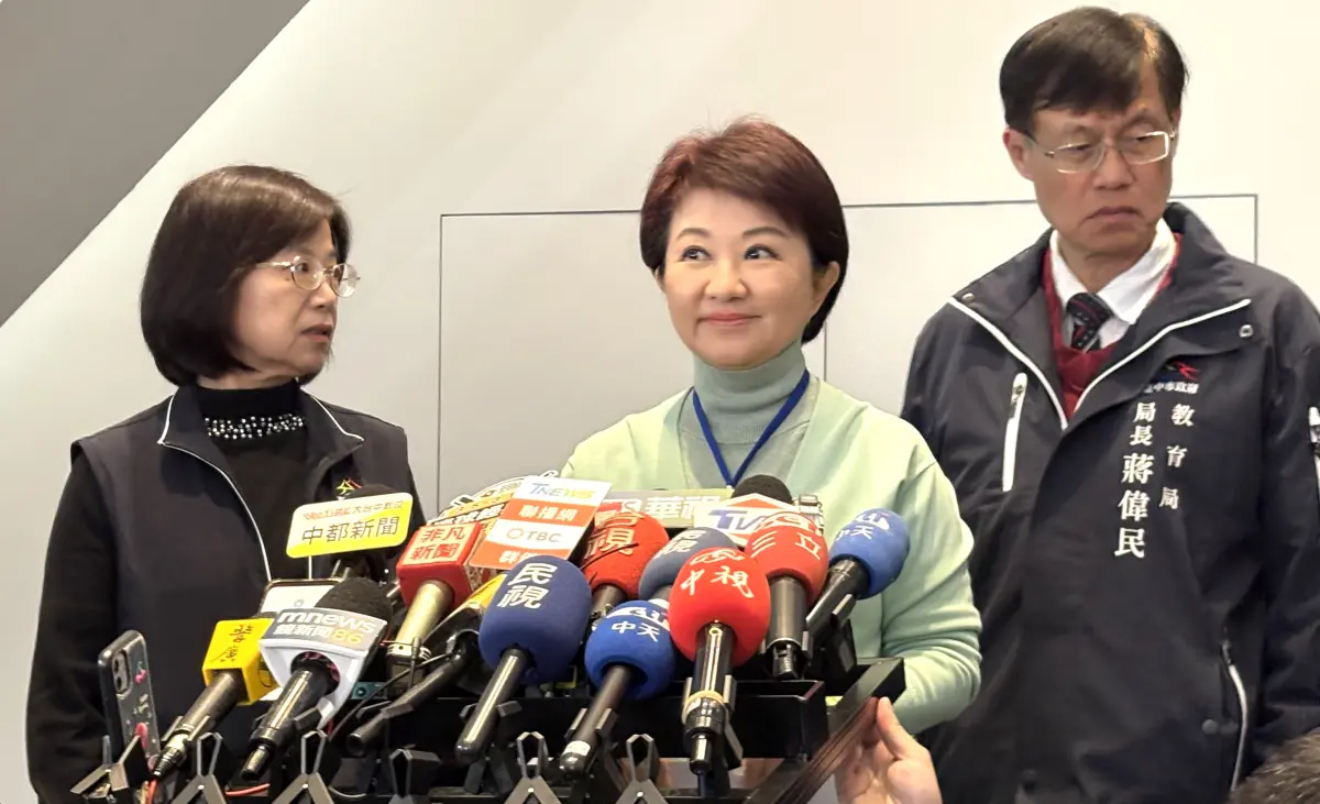 ▲盧秀燕宣布自下學年起，台中市公立國中小的營養午餐免費。（圖／記者顏幸如攝，2026.01.08）