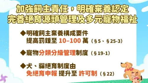 ▲行政院會今（8）日拍板通過「動物保護法部分條文修正草案」重點一次看。（圖／行政院提供）