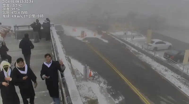 追雪族快來!武嶺亭今午零下5度 熱血大學生衝合歡山拍學士照