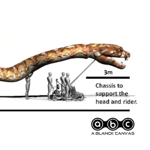 ▲蔡依林演唱會上30公尺的巨蟒，製作單位公佈設計圖和製作過程花絮。（圖／翻攝自蔡依林官方後援會＠微博）