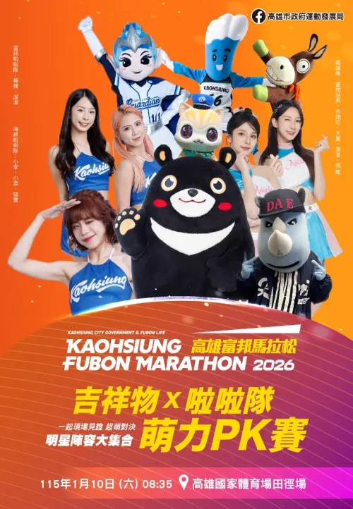 ▲高雄熊.蜜柑等吉祥物啦啦隊接萌力PK賽。（圖／高市府運發局提供）