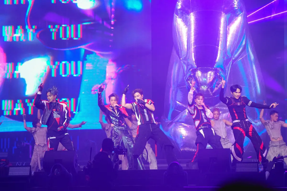 ▲Energy（如圖）今（10）日晚間在台北小巨蛋開唱，他們身穿騎士勁裝開場，現場也出現一匹5公尺高的銀色巨馬，呼應即將到來的馬年，希望粉絲也跟著一起全面進擊，一起在這裡跳。（圖／相信音樂提供）