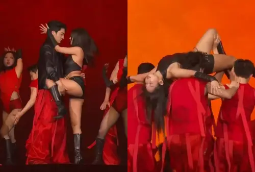 ▲Jennie（左圖右）是近年金唱片壓軸表演嘉賓，Vata（左圖左）則隨她一同登上表演舞台。（圖／翻攝自Prizm）