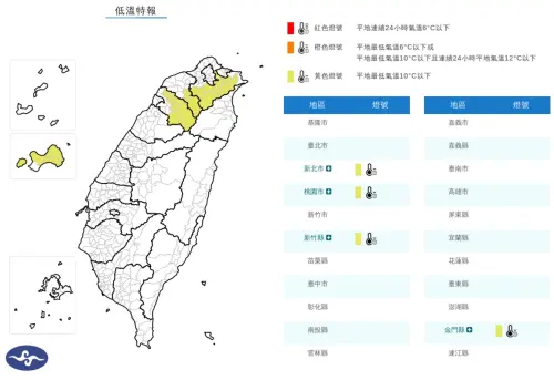 ▲ 大陸冷氣團及輻射冷卻影響，各地氣溫明顯偏低，明(13日)晨至上午局部地區有10度以下氣溫。（圖／中央氣象署cwa.gov.tw）