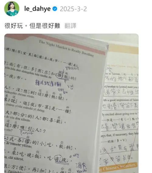 ▲李多慧中文發音被嘲笑！昔曬作業簿　2亮點曝光感動全場（圖／李多慧Threads＠le_dahye）