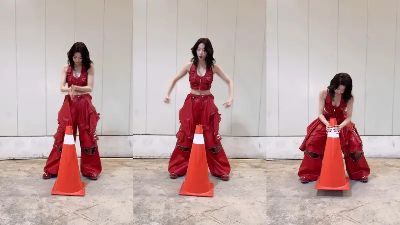 LE SSERAFIM中村一葉瘋玩台灣！拿路邊三角錐舉重、拍立定跳遠