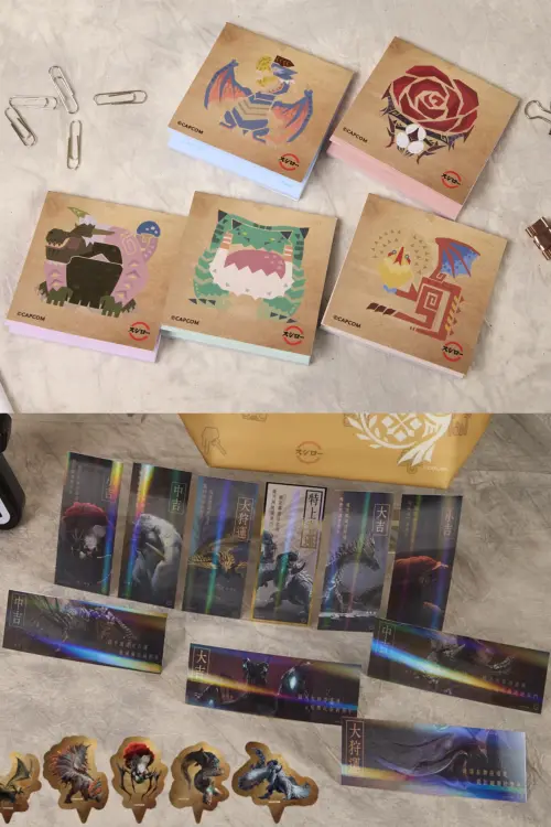 ▲滿額贈5款魔物剪影便利貼（圖上）、10款開運狩獵籤（圖下）。（圖／壽司郎sushiro.com.tw）