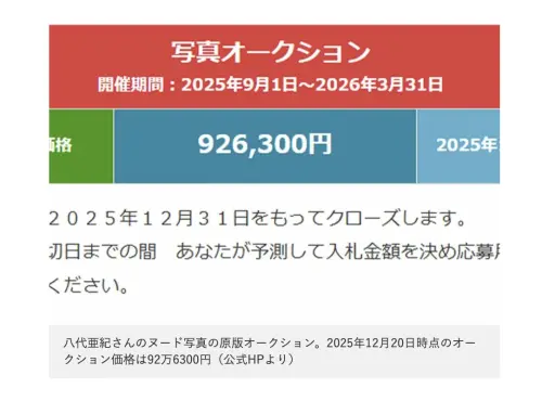▲八代亞紀的裸照被拿去拍賣，價格已達92萬6300日圓。（圖／New Century Records官網）