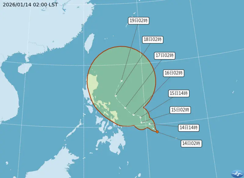 ▲2026第一個熱帶性低氣壓（TD-01）今天凌晨在菲律賓東方海面形成。（圖／中央氣象署cwa.gov.tw）