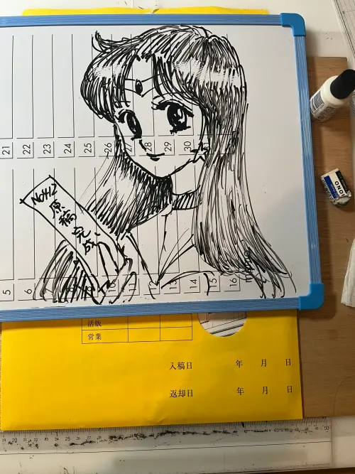 ▲冨樫在去年12月27日完成412話原稿時，繪製了老婆武內直子《美少女戰士》漫畫中的「水手火星」放閃。（圖／X@Un4v5s8bgsVk9Xp）