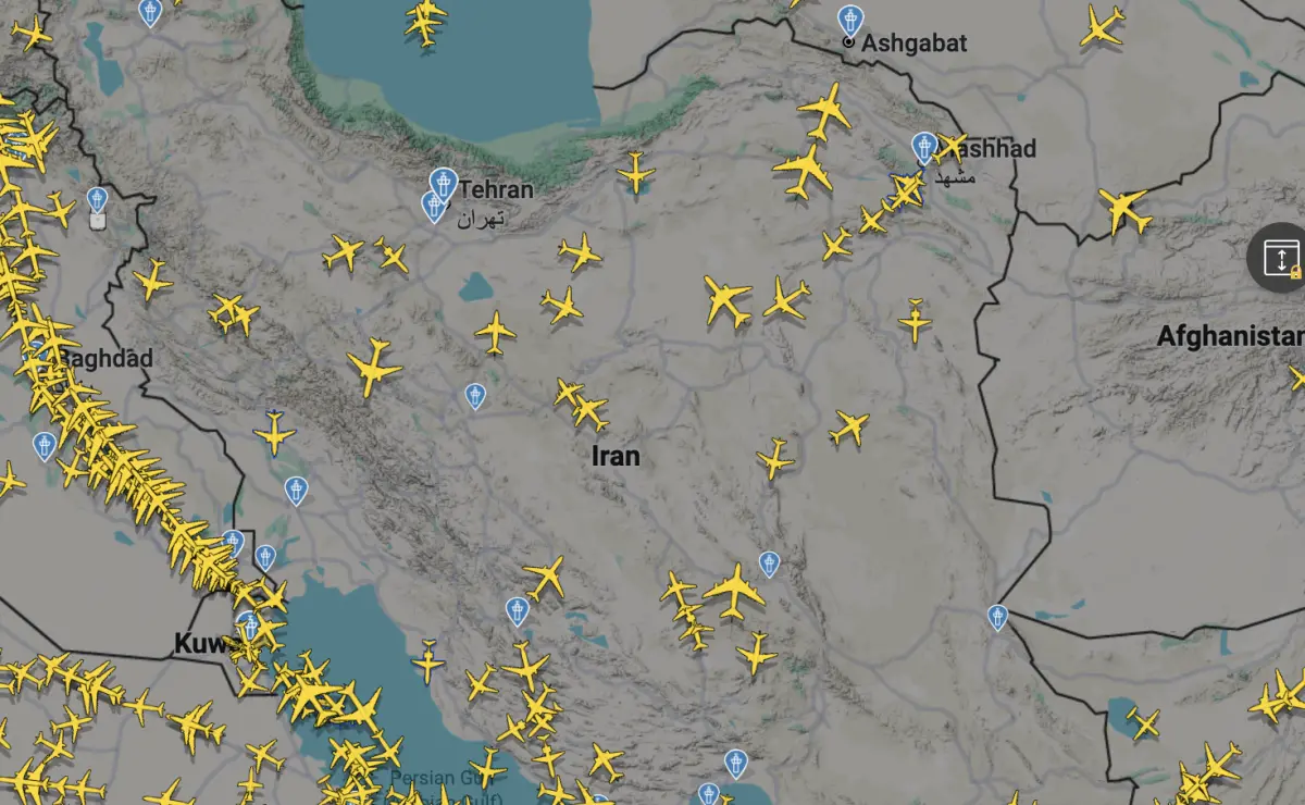 ▲伊朗今（15）日一度無預警關閉領空，但現在已經重新開放。（圖／Flightradar24）