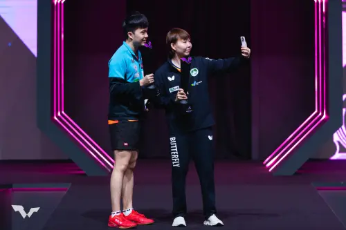 ▲朱雨玲聽從林昀儒的建議後，嘗試將該套膠貼上正手。（圖／取自WTT flickr）