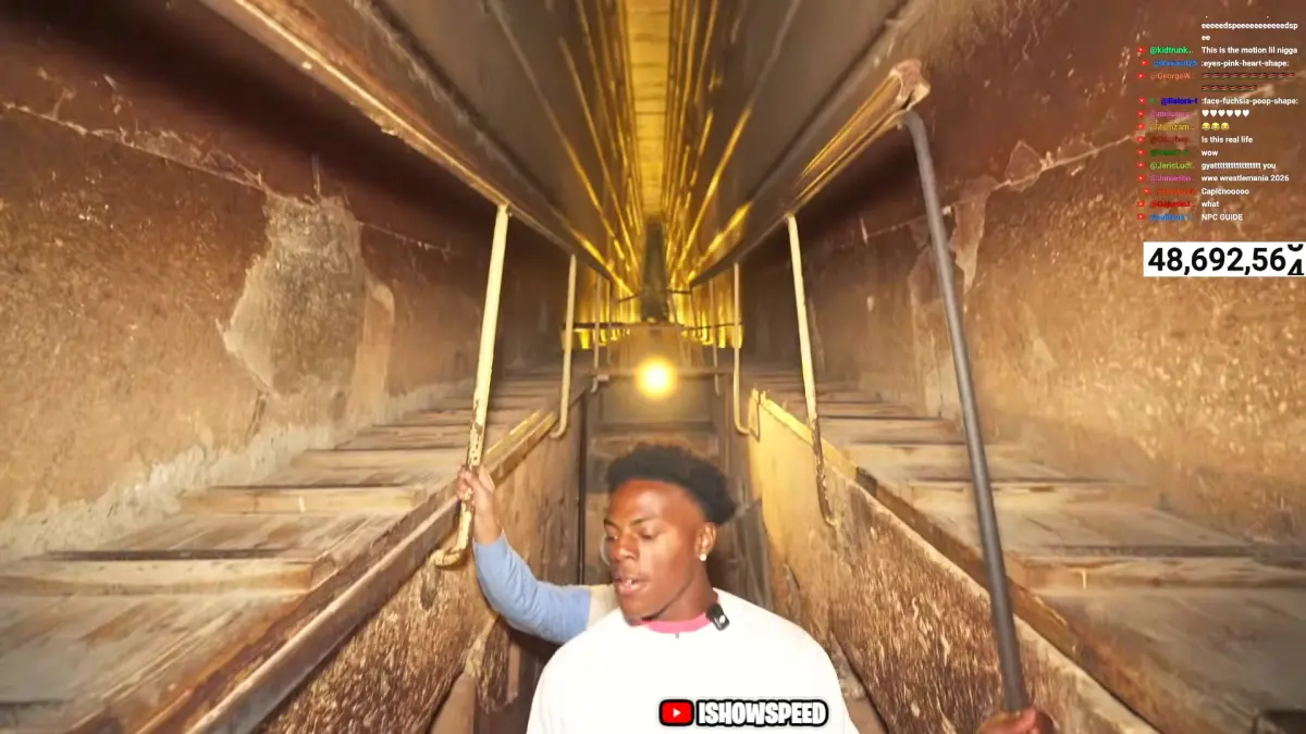 ▲美國YouTube實況主「甲亢哥」IShowSpeed成為在埃及古夫金字塔內開直播的第一人。（圖／Youtube＠IShowSpeed）