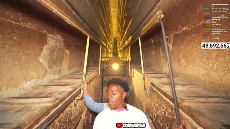 史上第一人！IShowSpeed埃及金字塔裡開直播　畫面超順震撼百萬人