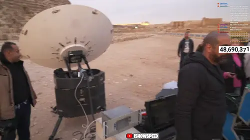 ▲Speed特別介紹，自己砸下重金設置了可攜帶式衛星通訊天線以及各種設備，確保直播過程不會斷訊。（圖／Youtube＠IShowSpeed）