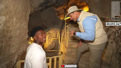 ▲Speed透過直播鏡頭讓全球數百萬觀眾可以直播觀看古夫金字塔內部。（圖／Youtube＠IShowSpeed）