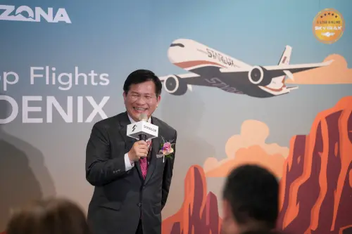 ▲外交部部長林佳龍蒞臨現場，表示相信星宇的眼光，星宇看上這條航線，代表未來的旅客還會更多。（圖／星宇航空）