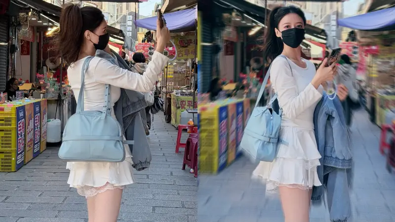 ▲台南安平老街赫見極品美腿正妹，身分居然是韓籍啦啦隊女神。（圖／이아영 IG＠yyyoungggggg）