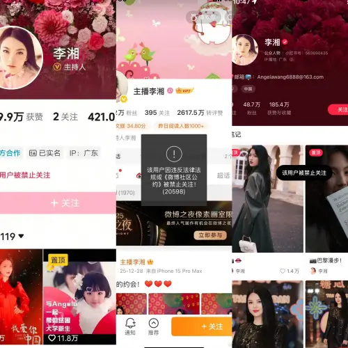 ▲李湘今日突然遭全部社群平台禁止關注。（圖／微博@入江直樹）