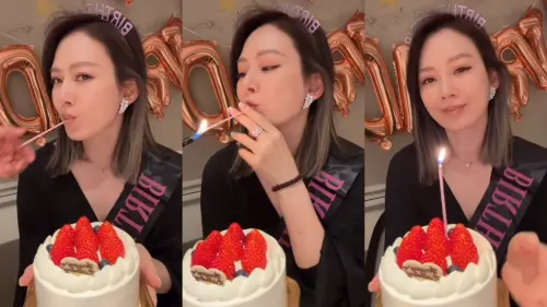 ▲Melody模仿同天生日、韓星Jennie的慶生Reels，以類似的點菸動作向偶像致敬。（圖／Melody Liu 殷悅IG＠melodykliu）