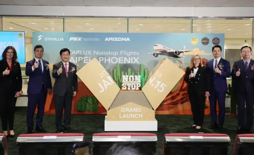 ▲台美情誼飛向雲端！林佳龍見證星宇首航鳳凰城「串起AI鏈」。（圖／林佳龍臉書）