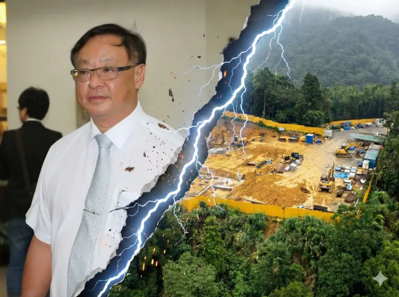 ▲「法拍教父」游世一（左，資料照）位於陽明山仰德大道的農舍建案（右，AI示意圖），因深藏林間且變更設計卡關，引發行政爭議。游不甘合法建照遭駁回，憤而向北市府提起行政訴訟。（合成圖／AI 後製）