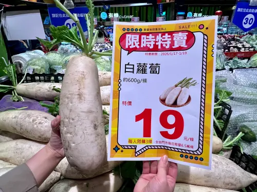 ▲白蘿蔔原價35元，下殺55折，一條只要19元，每條約600克。（圖／全聯提供pxmart.com.tw）