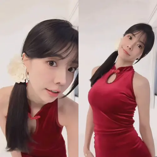 ▲艾融穿合身旗袍跳手勢舞，玲瓏有致的身材曲線一覽無遺。（圖／林艾融臉書）